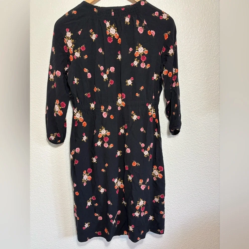 J Jill Black w Floral Button Down Dress Pockets Size XS | cottage core | dainty - Picture 2 of 9